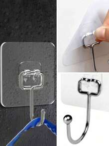 12pcs/4pcs/2pcs/1pc White Wall Mounted Strong Hook Clips, Mop Clip Storage Clips For Bathroom And Kitchen Storage