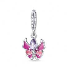1 pièce Pendentif en argent sterling 925 avec pierre scintillante lumineuse et colorée en forme de papillon, fleur, oiseau, libellule, luciole brillant dans le noir. Convient pour la fabrication de bracelet et bijou pour femme.