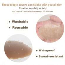 1 Pair Silicone Reusable Nipple Covers - Self-Adhesive Breast Petals For Dresses, Swimwear, Marathons, Unisex