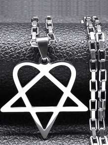 Colar em Aço Inoxidável com Estrela Heartagram em Estilo Hip Hop Rock para Mulheres e Homens, Corrente de Metal Preto de Banda Gótica Punk de Y2K