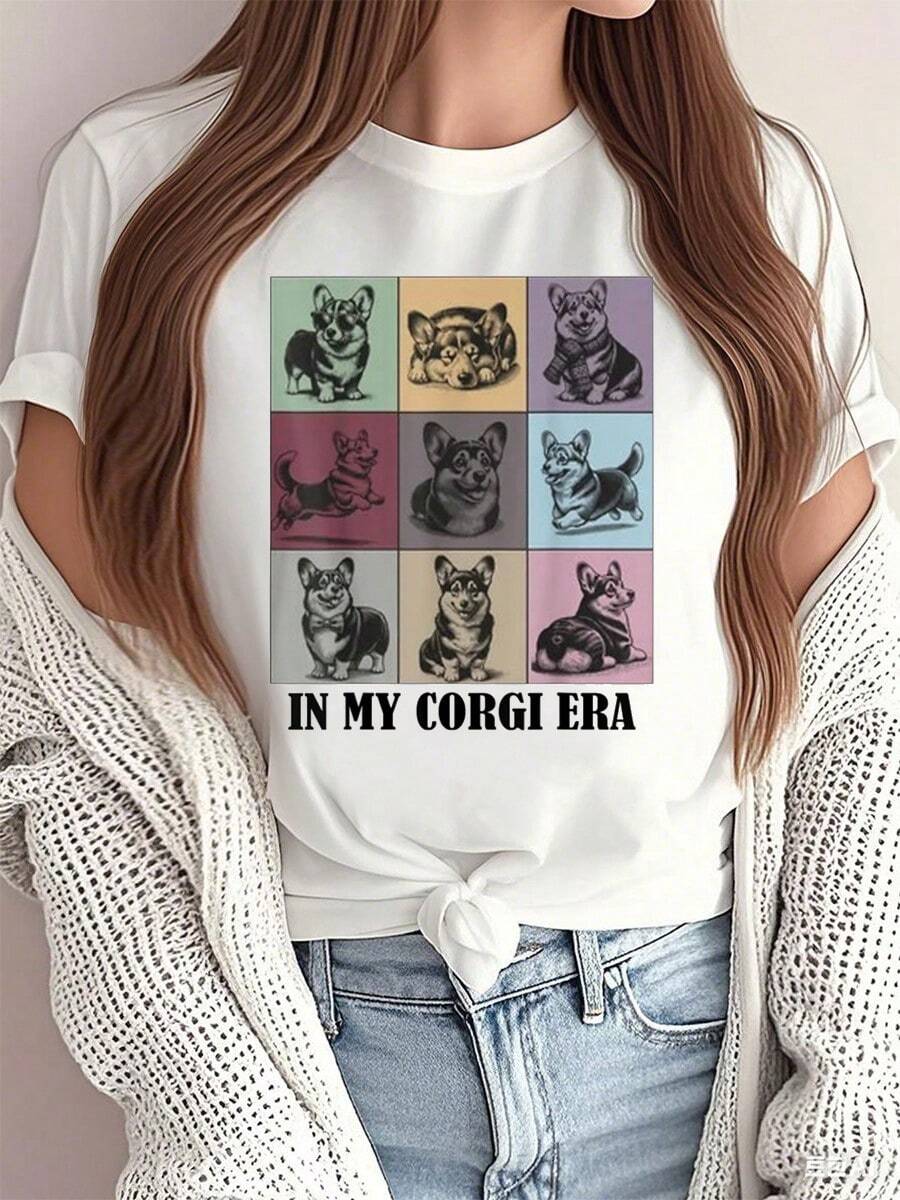 Funny Corgi Mom Quote In My Corgi Era Cool Dog Lovers-Shirt        Summer-Shirt Women - trắng - Xem 1