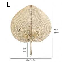 1pc Handwoven Rattan Fan, Decorative Peach-Shaped, Ultra-Thin For Indoor/Outdoor Leisure Handheld Fan - 杏色 - 查看 13