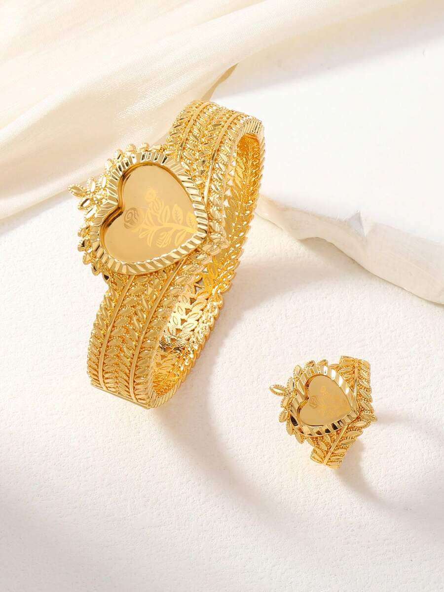 2pcs Saudi Arabian Style Hollow Crown & Heart Design Udan Rose Women ...