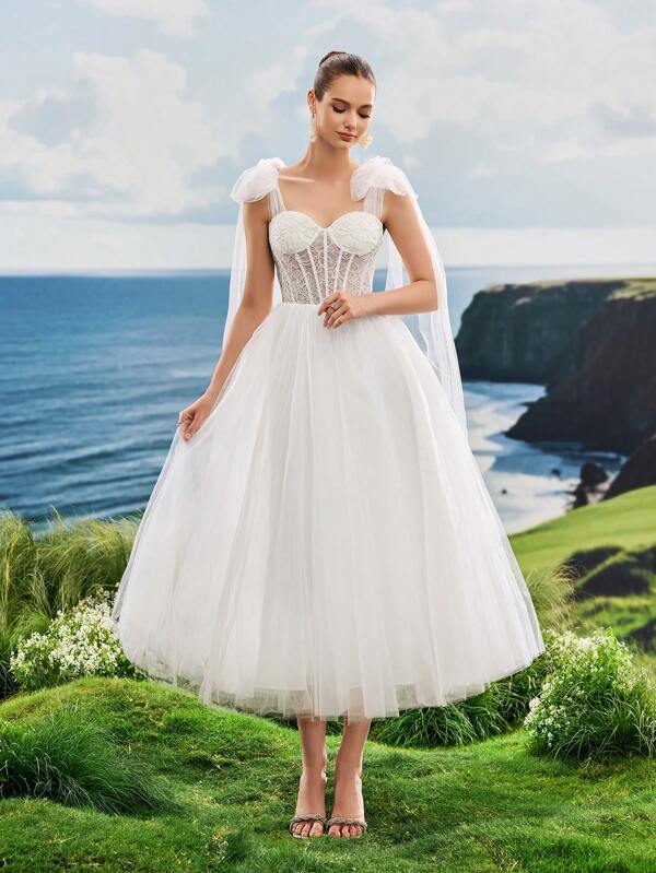 Lindos vestidos de noite elegantes, nobres e fofos, brancos, com decote em forma de coração, com amarração em espinha de peixe, para mulheres, vestido de chá de panela branco, estilo fada, para férias, temporada de casamento