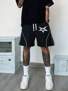 Yemwry Shorts casuales para hombres, shorts de playa con estampado de rayas sólidas