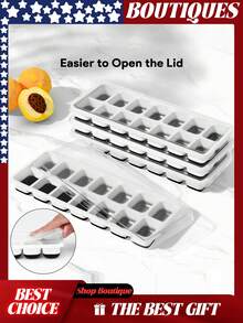 Ice Cube Trays 4 Pack, Silicone With Removable Lid, Easy-Release Flexible 14-Cube Trays, Stackable Covers For Cocktail, Freezer, Ice Cube Tray, Ice Cube Trays For Freezer, Ice Trays For Freezer, Ice Trays, Ice Cube Tray With Lid, Silicone Ice Cube Trays With Lid, Ice Cube, Ice Cube Tray Silicone, Ice Tray With Lid, Ice Cube Trays For Freezer With Lid, Silicone Ice Tray, Icecube Trays For Freezer, Ice Trays For Freezer Silicone, Silicone Ice Trays, Ice Tray Silicone, Silicone Ice Cube Trays, Cubos De Hielo, Para Hacer Hielo Cubos, Ice Cubes Trays, Silicone Ice Trays For Freezer, Molde Para Hielo, Ice Cube Trays Silicone, Ice Trays With Lids, Easy Ice Cube Trays - 4PCS Black - 查看 5