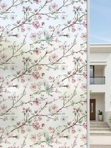 1PC Glass Privacy Film, Decorative Stained Glass Window Film, Sunshade Window Sticker, Home Use Electrostatic Adsorption Frosted Window Sticker, Suitable For Bathroom, Living Room, Home, Office Door Decoration Frosted Room Decor Home Decor Living Room Decor Curtains - Plum Bossom - View 9