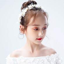 Gold Flower Tiara For Bridesmaids, Wedding Hair Accessory, White - 白色 - 查看 8