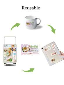 30张/套 古风日式昭和贴纸 可爱食物封口贴 充电宝行李贴 手账素材贴 学校用品 - 彩色 - 查看 5