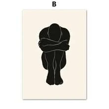 1 件可选框架现代简约墙面艺术线条女孩身体抽象波西米亚高清帆布海报印刷家居卧室客厅装饰 - 彩色 - 查看 17