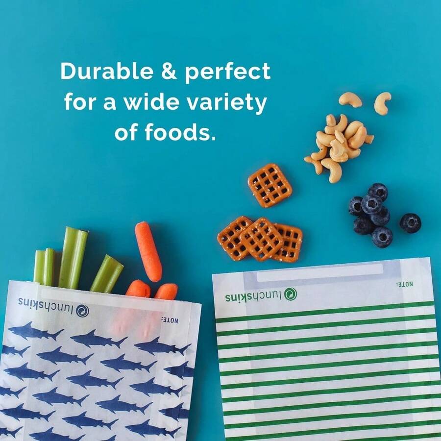 Made Without PFAS And BPA Lunchskins  & Sealable Food Storage Sandwich Bags, Shark Design, 50 Bags - - Shark - View 1