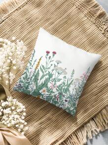 2pcs Ditsy Floral Pattern Decorative Pillow Cases & Covers, Letter Print Square Pillow Sham Without Inserts, Cute Throw Pillow Covers Suitable For Sofa, Living Room
