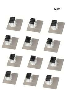 12 件/4 件/2 件/1 件白色壁挂式强力粘性挂钩夹、拖把夹、收纳盒，适用于浴室和厨房