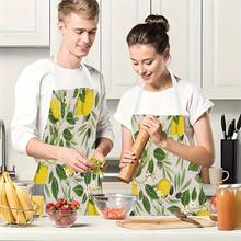 1pc Fresh Lemon Pattern Apron, Sleeveless Polyester Kitchen Apron With Adjustable Strap For Home Cleaning And Cooking, Fashionable Household Kitchenwear, Easy To Clean - Multicolor - View 3