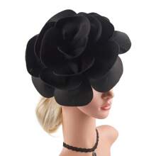 1pc Exaggerated Large Rose Flower Headpiece Fascinator Hat Women Wedding, Tea Party Hair Accessories, Kentucky Derby Bridal Hair Accessories, Luxury Headpieces Yellow Headband Halloween Rave Hair Accessories, Gifts