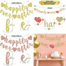 金色和玫瑰金从此幸福快乐横幅 - 10 英尺 | 闪光从此幸福快乐标志，用于新娘送礼会装饰 | 婚礼送礼会装饰 | 家庭派对、订婚派对的婚礼装饰