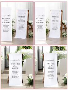 1pc- Wedding Memorial Reserved Chair Sign In Parents Love Memory Celebration Heaven Wedding Chair Banner Memorial Sign Sympathy Memory Gift - White - View 1