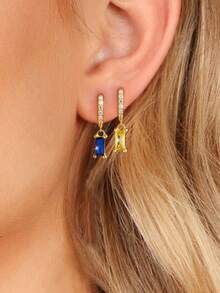 Esberry 1Pair Water Droplet Birthstone Drop Earrings For Women S925 Sterling Silver 12 Month Personalized Earrings Fine Jewelry Birthday Gift