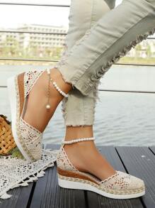 Damen Polyurethan Keilabsatz Lässig Chic Espadrilles mit spitzer Zehenpartie und Slip-On-Design