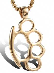 1 件不锈钢指节除尘器吊坠项链，男女通用，适合日常装饰、开学季、万圣节派对、舞会礼物 - 彩色 - 查看 3