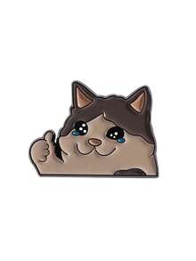 1pc Cartoon Strong Cat Thumbs Up Enamel Badge, Cute Sad Crying Cat Brooch, Backpack Lapel Pin Decor, Gift For Kids And Friends - Multicolor - View 8