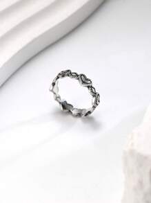 1pc Simple Unique 925 Sterling Silver Love Connects JA Ring Women Fine Jewelry Gift
