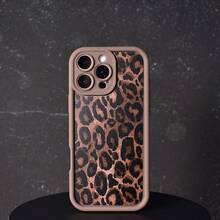 1pc Leopard Print Pattern Simple Fashion Ins Style Chocolate/Coffee/Matte Brown Color Phone Case With Stepped Design, Suitable For OPPO/VIVO//Honor//REALME/Transsion/ Waterproof Shockproof Anti-Fall Scratch Resistant - Brown Leopard Print - View 5