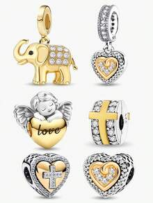 1 PC Fashionable 925 Sterling Silver Sparkling Angel Of Love Pendant Beads Charm Suitable For Bracelets DIY Women's Jewelry