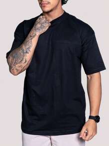 Kit Of 5 Men's Oversized T-Shirts, Plain, Cotton Fabric, High Neck, Many Colors