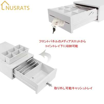 NUSRATS Cash Register Drawer, 3 Bill 6 Coin Tray, Media Slot, Black – Ideal For Small Businesses