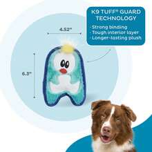 Outward Hound Durablez Minis Stuffing-Free Squeaky Interactive Dog Toy, Tough Plush, Penguin, Blue, XS - Blue Penguin - 查看 3