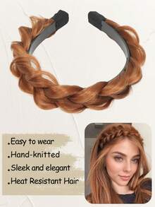 1pc Black Fishtail Braid Wig Headband, Non-Slip Teeth Design, Fluffy Synthetic Fishtail Wig Headband, Hair Hoop, Women's Braided Donut Bun Hair Hoop, Suitable For Christmas, New Year, Carnival, Music Festival And Other Occasions - Multicolor - View 7