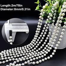 2m/78in, 10m/393in Faux Pearl Beaded Garland Chain, DIY Wedding Decor Curtain, Round Pearls Do Not Break When Cut