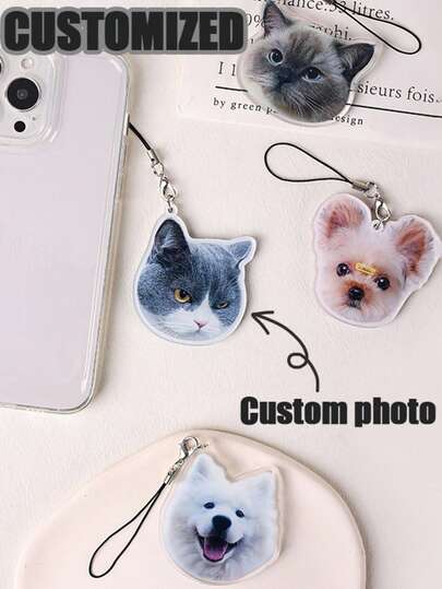 1pc Customized Phone Lanyard Keychain - Custom Photo Pattern, Portrait, Youth, Company Logo, Celebrity Merch, Pet Photo, Car Commemorative, Short Strap Phone Charm, Acrylic Wrist Strap, Valentine's Day And Christmas Gift, Cute Small Pendant For Women And Men,2025 Halloween Accessories,Cell Phones & Accessories