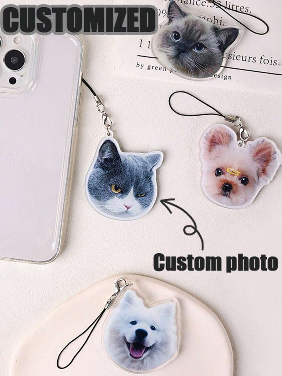 1pc Customized Phone Lanyard Keychain - Custom Photo Pattern, Portrait, Youth, Company Logo, Celebrity Merch, Pet Photo, Car Commemorative, Short Strap Phone Charm, Acrylic Wrist Strap, Valentine's Day And Christmas Gift, Cute Small Pendant For Women And Men,2025 Halloween Accessories,Cell Phones & Accessories - Multicolor - View 1