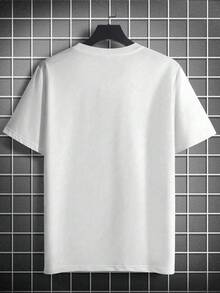 Plus Size Men's Ombre Lightning Printed Round Neck Short Sleeve T-Shirt - White - View 3