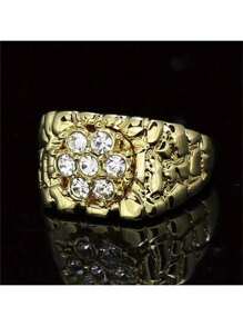 1pc Metallic Gold-Tone Minimalist Embossed Hiphop Men's Ring, Suitable For Casual Wear, Party, Event, Gift Giving