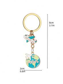 1pc New Travel Theme Keychain, Handmade DIY Alloy Fashion Journey Keychain With Cloud, Airplane, Globe, Luggage Design, Creative Gift For Couple, Friend, Girlfriend, Holiday, Memorabilia, Mobile Phone, Car Accessory Car Accessories Bag Charm Backpack For School - Multicolor - View 7