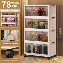5/4/3/2/1 Layer Clothes Storage Box, Home Closet Organizer Folding Plastic Container Cabinet With Door, Large Capacity For Women Storage Organizer Travel Essentials Back To School