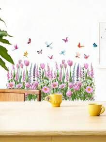 Tulip Blossoms Wall Stickers Decals Colorful Plants Wall Sticker Floral Pendant Wall Decal Art Murals For Classroom Office Living Room Girl Bedroom Room Decor Wall Decor Personalised Stickers