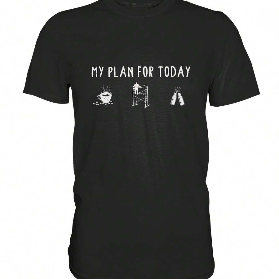 Andamios Horario Diario Andamios Trabajador De La Construcción Andamios Andamios - Camisa De Hombre___220g High-Quality Pure Cotton T-Shirt With Minimalist Printing, Soft And Breathable Fabric, Comfortable And Loose, Suitable For All Day Wear, Suitable For Office Casual Wear, Spring And Summer Daily Appearance, Elegant And Youthful Design - Black - View 1
