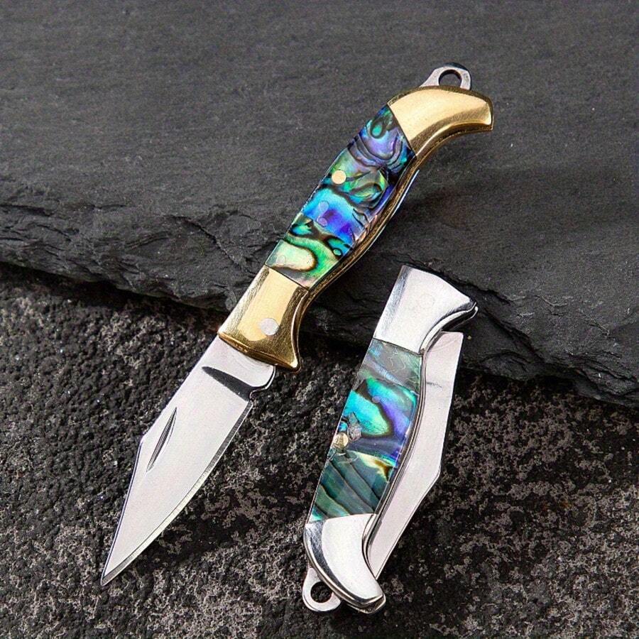 Mini Shell Folding Knife Pocket Key Chain Portable Brass Folding Knife Outdoor Camping Practical Rescue Tool Hunting EDC Knife, Pocket Knife, Mini Knife, Men's Gift - Nhiều màu - Xem 1