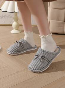 Papuci de casă pentru femei, noi, de toamnă/iarnă, cu vârf închis, din material moale și pluș, confortabili pentru casă