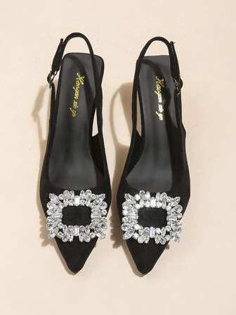 2025 New French Silver Rhinestone High Heel Sandals, Elegant Mule Stilettos For Women, Summer Outdoor Wear