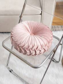1pc Round Pleated Pumpkin Throw Pillows,Classy Accent Pumpkin Cushion With Center Button,Soft Velvet Pillow For Sofa,Living Room,Luxury Room Decor With Center Button,For Home Decoration,Sofa,Couch,And Chair Bed Decoration - Multicolor - View 4