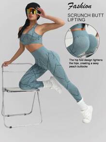 Seamless Women Sports Bra & High Waist Tummy Control Yoga Pants Set, Supportive & Shock-Absorbent