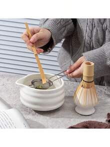 5件套日式抹茶碗、抹茶筅、抹茶勺、抹茶刷、陶瓷茶杯套装、抹茶冲泡工具、返校套装、节日礼盒、万圣节礼盒 - 日式抹茶筅套装 - 抹茶套装包含抹茶筅和抹茶碗（带嘴抹茶碗）、抹茶筛、抹茶筅架和抹茶勺 - 精致竹制抹茶筅，送给抹茶爱好者的绝佳礼物 - 彩色 - 查看 4