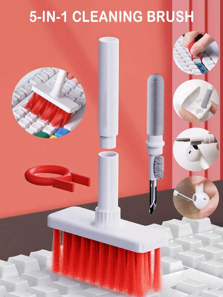 Multi Purpose Cleaning Brush, Bluetooth Earphone Cleaning Pen, Cleaning Tool, Five In One - Multicolor - View 1