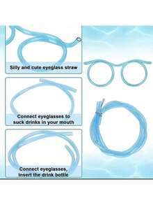 1 件趣味眼镜带吸管，适用于婚礼游戏或新奇 DIY 眼镜吸管、厨房、圣诞节礼物 - 藍色 - 查看 3