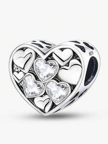 1PC 925 Sterling Silver Heart To Heart Beads Pendant Beads Pendant Ball Suitable For Bracelets DIY Women's Jewelry - Gather - View 12